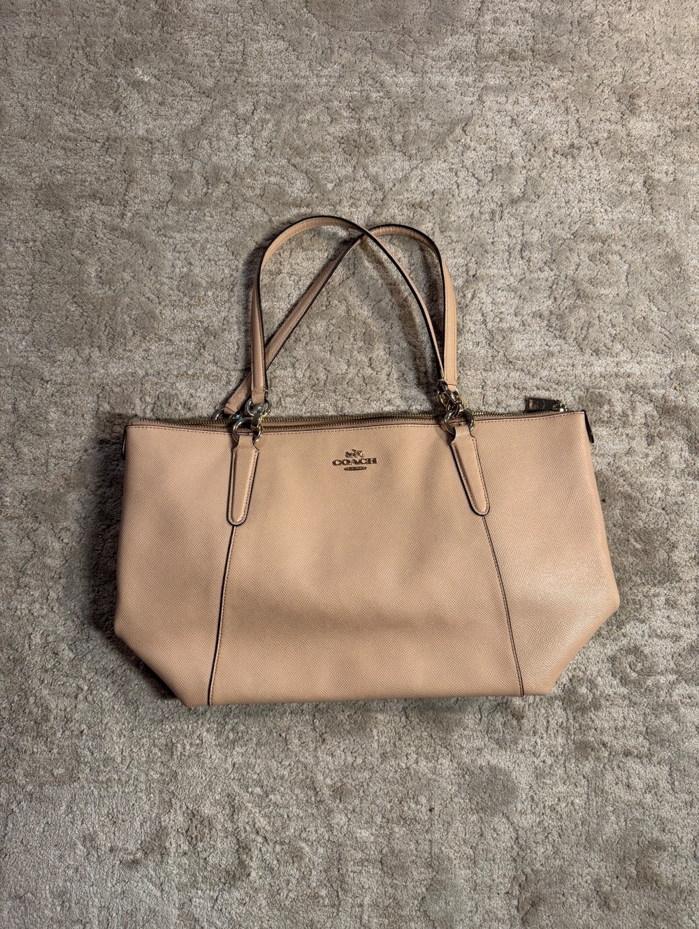 Coach Ava Tote F57526 Blush Tan Crossgrain Leather Gold Hardware Shoulder Bag